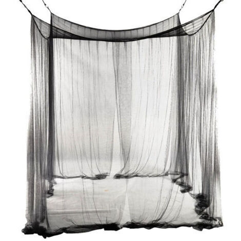 Moustiquaire à baldaquin pour lit double, moustiquaire à quatre portes, grande moustiquaire simple en polyester pour voyage et maison - 190 x 210 x 240 cm