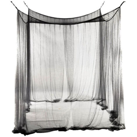 Moustiquaire à baldaquin pour lit double, moustiquaire à quatre portes, grande moustiquaire simple en polyester pour voyage et maison - 190 x 210 x 240 cm