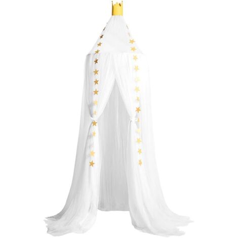 Moustiquaire à dôme en dentelle pour lit rond (blanc)