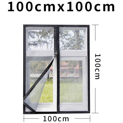 Moustiquaire à fermeture éclair, moustiquaire pour fenêtre, moustiquaire Anti-moustique personnalisée, taille de l&39écran de fenêtre personnalisable,w100cm x h100cm,grey