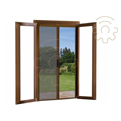 Moustiquaire A  rouleau horizontal pour portes avec crochet 150x250 couleur marron Ral 8017 moustiquaire porte de balcon moschiera