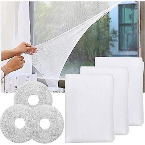 moustiquaire Adapte Aux Fentres, 3 Paquets De Treillis De Fentre Auto-adhsif Bricolage (1,3  1,5 Mtres), Avec 3 Rouleaux De Ruban Adhsif Blanc, L