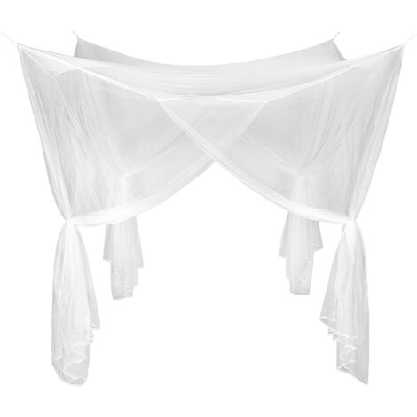 Moustiquaire - Carrée - 200 x 220 x 240 cm - 4 Entrées - Pour Lit Simple Double Queen King - Polyester - Maille Fine