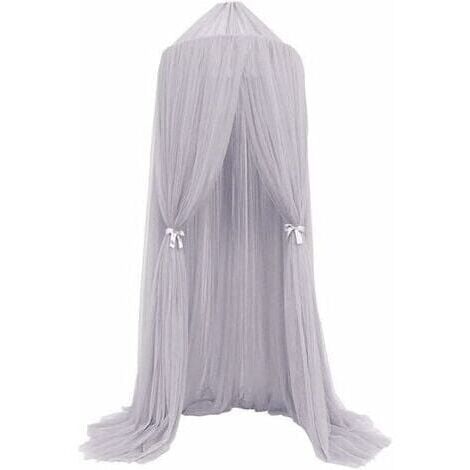 DIGITALAB Moustiquaire Ciel de lit pour enfants filet pour rideaux en forme de dôme Tente de lit Gris 240cm x 60cm