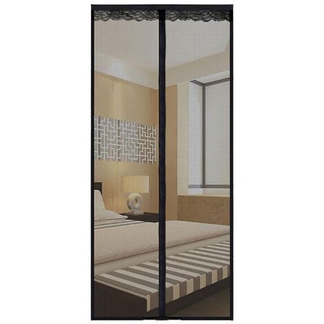 moustiquaire De (100x220cm) Noir  Porte Magntique Fermeture Automatique Rideau Porte Anti Insectes Mouche Moustique Avec Aimants Sans Perage