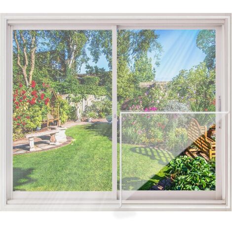 Moustiquaire de fenêtre 150 x 180 cm, lot de 1, moustiquaire en tulle à mailles fines, anti-mouches – Blanc