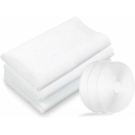 Moustiquaire de fenêtre 3 paquets 130x150 cm, filet polyester lavable et réutilisable, bandes adhésives incluses.