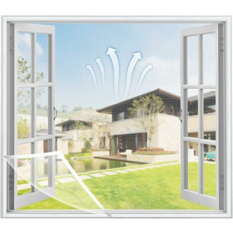 Moustiquaire de fenêtre avec Velcro Marque fixation, Moustiquaire pour Fenêtre Anti-Insectes Bande Scratch Adhésif, Moustiquaire Découpable 150cmX150cm - Blanc
