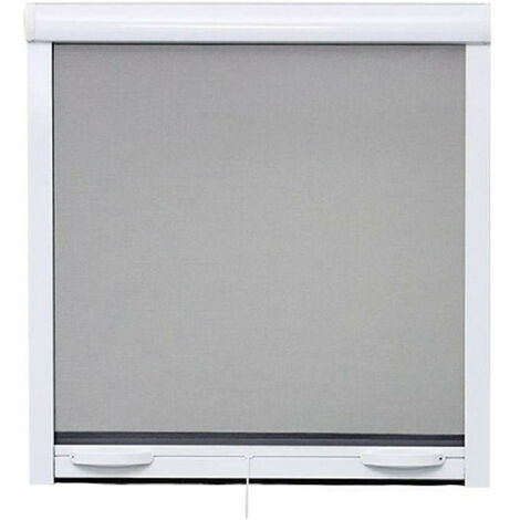 Moustiquaire de fenêtre enroulable 125 x 145 cm – Toile en fibre de verre enduite de PVC – Ossature en aluminium – Ajustable en largeur et hauteur – Stor Insect