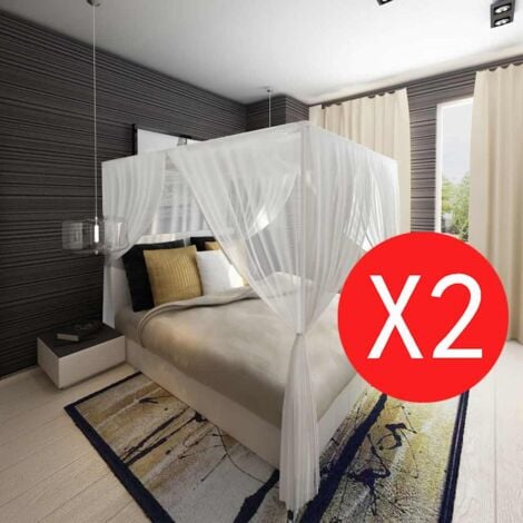 Moustiquaire de lit carré 3 ouvertures 2 pcs vidaXL