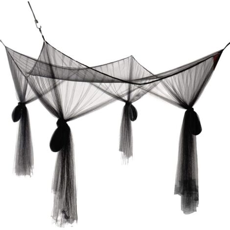 Moustiquaire de Lit Double Ciel de Lit Rectangulaire Grande Moustiquaire Noir Simple d'Eté avec 4 Ouvertures Baldaquin Rideaux de Lit 190cm(W) x210cm(L) x240cm(H)