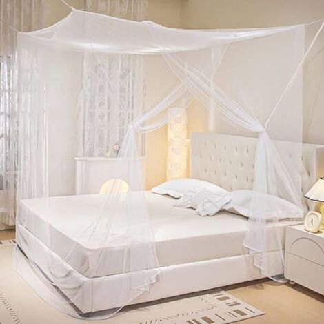 Moustiquaire de Lit, Moustiquaire Lit Double, 200x200x220cm Porte Ouverte Moustiquaire carrée Mobile pour Lits Simples et Doubles