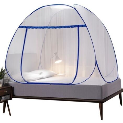 Moustiquaire de Lit Pliable,2mx1,8mx1,5m Moustiquaire en Forme de Dôme,Fermeture à Glissière à Double Porte Camping Mosquito Rideau