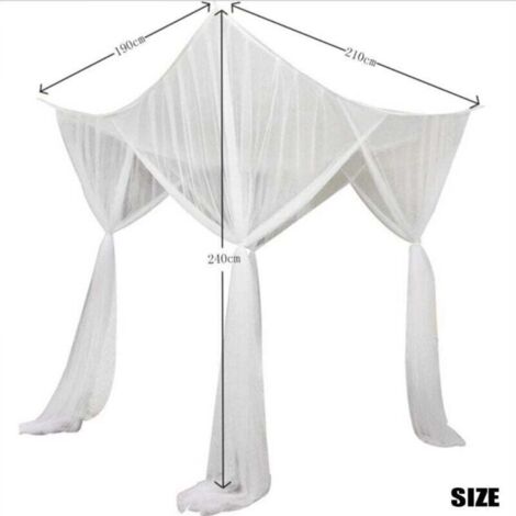 Moustiquaire de Lit pour Lits Simples et Doubles Moustiquaire de lit Moustiquaire 4 Ouverture Blanc 190 x 210 x 240 cm