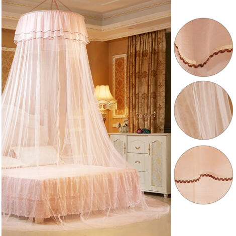 Moustiquaire de lit princesse style dentelle, canopée ronde aérée (Vert Jade)