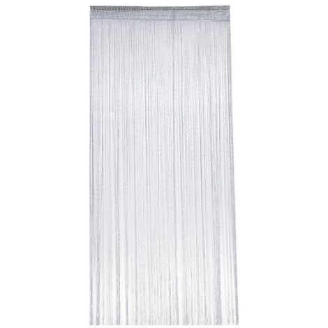 Moustiquaire de porte, 100 x 200 cm, polyester, gris argenté, avec paillettes, anti-mouches et fil argenté, décorative.
