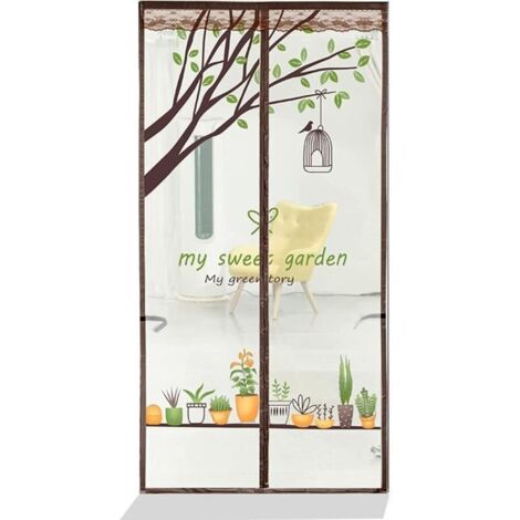 Moustiquaire de porte magnétique - 80x200 cm - Fixation auto-agrippante - Design avec bandes de rangement
