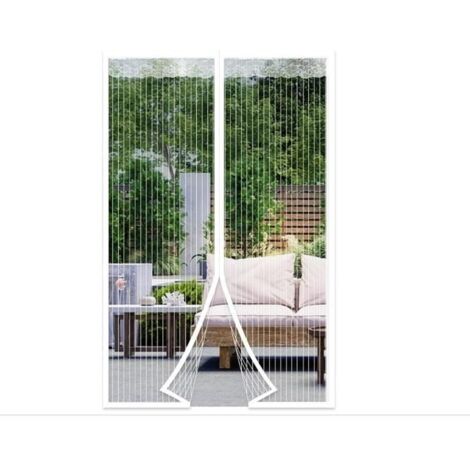 Moustiquaire de Porte Magnétique 80x210 cm Rideau de Porte Anti Moustique avec Fermeture Aimantée Sans Perçage pour Terrasse,Blanc