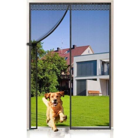 Moustiquaire de Porte Magnétique en Fibre de Verre 100x220cm, Fermeture Automatique Rideau Porte Anti insectes avec Aimants sans Perçage, Noi