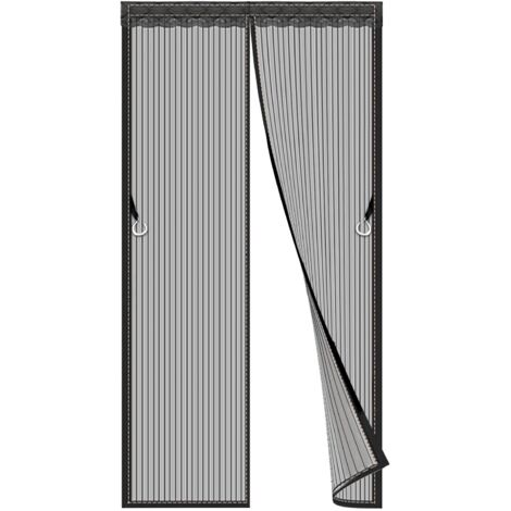 Moustiquaire de porte magnétique générique (90 x 210 cm) – Rideau de porte personnalisable anti-insectes – Installation facile – Noir