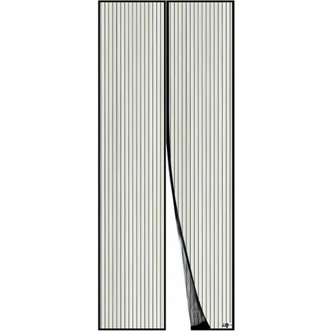 Moustiquaire de porte magnétique, maille ultra-fine, aimants puissants, kit d'installation complet, ruban adhésif et velcro inclus - 110 x 210 cm, noir