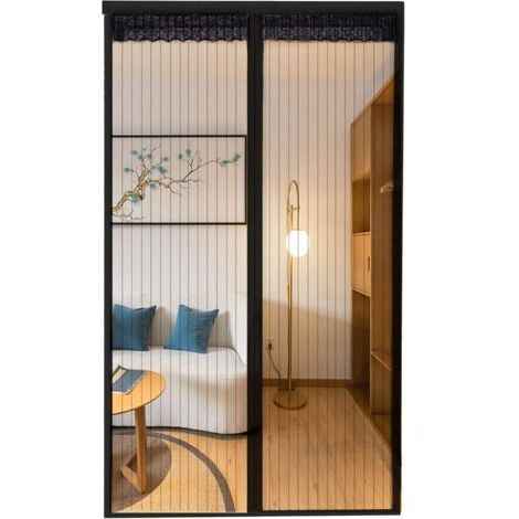 Moustiquaire de porte magnétique rideau de porte anti-moustique à fermeture magnétique sans perçage pour porte balcon, porte de cave, porte-fenêtre (80 x 200 cm)