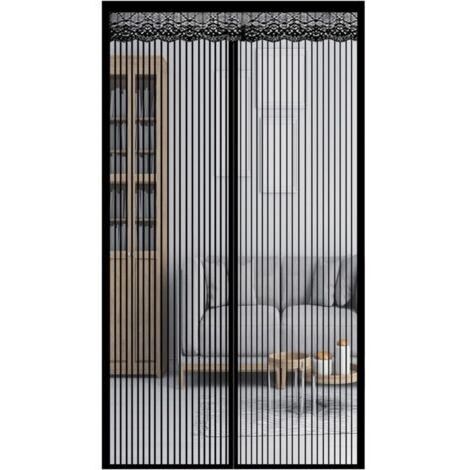 Moustiquaire de Porte Magnétique Rideau de Porte Antimoustique avec Fermeture Aimantée Sans Perçage pour Porte de Balcon, porte Cave, Porte de Terrasse (120 220cm) café rayé