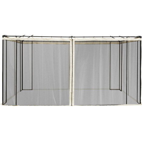Moustiquaire de remplacement pour pavillon de jardin 3x4 m, en polyester noir avec fermetures éclair, protection contre les insectes