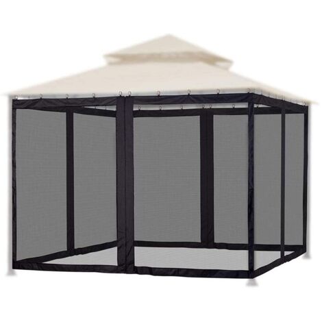 Moustiquaire de Remplacement pour Tonnelle avec Fermeture éclair, Moustiquaire pour Parapluies, Rideau d'intimité à 4 Panneaux pour Patio Extérieur, Jardin et Arrière-Cour