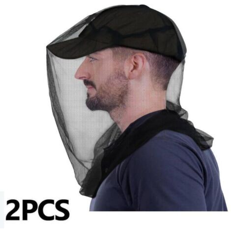 Moustiquaire de tête haut de gamme pour insectes, lot de 2, anti-insectes volants Trous extra larges et extra fins pour le camping, la randonnée, la pêche, le jardinage, la chasse aux chiens, convien