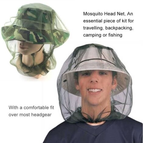 Moustiquaire de tete Moustiquaire pour chapeau anti-moustique anti-mouche anti-insecte Attention, Chapeau NON-inclus - 45 x 33cm