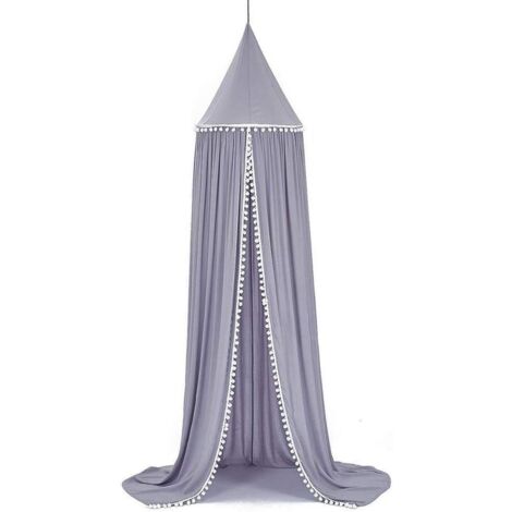 Moustiquaire en coton décoration dôme pour enfants 96,5 pouces (gris)