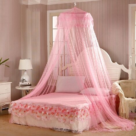 Moustiquaire en dentelle pour lit de bébé, rideau de literie rond, couleur unie contre les insectes volants, housse de lit pliante,C