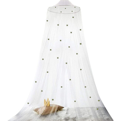 Moustiquaire en forme d&39étoile lumineuse et romantique pour lit rond de bébé fille, moustiquaire lumineuse et rêveuse pour lit de princesse,Q6528-1A
