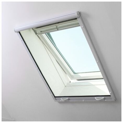 Moustiquaire enroulable alu blanc pour fenêtre de toit L 140 cm x H 150 cm
