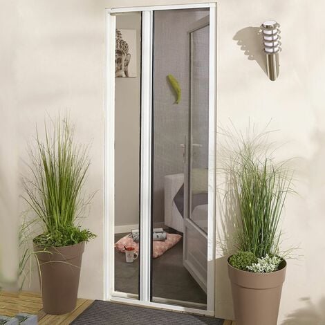 Moustiquaire enroulable latérale en alu pour porte et fenêtre - Blanc - L160 x H220cm