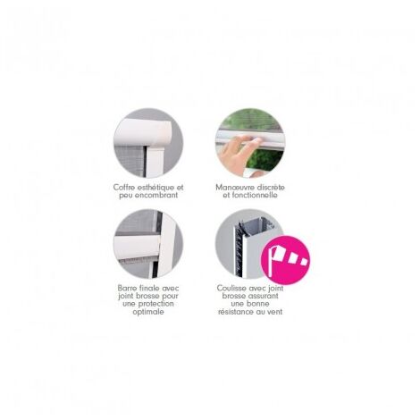 Moustiquaire enroulable Verticale Alu H230 cm x L150 cm Gris - Moustikit Confort
