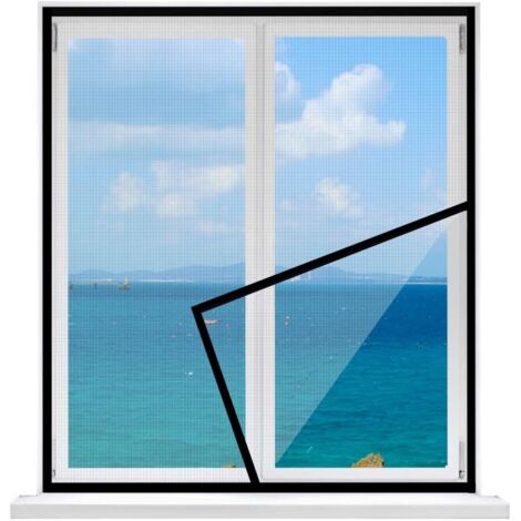Moustiquaire Fenêtre - 1 Pièce - Polyester - Adhésif Sans Perçage - Anti-Insectes - Salon Cuisine Balcon - Noir 60x70cm