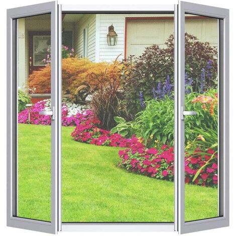 Moustiquaire Fenêtre 150x155 cm (Lot de 1) \u2013 DIY, Ajustable & Découpable \u2013 Sans Perçage, Maille Fine \u2013 Inclut Ruban Adhésif + Découpeur \u2013Blanc