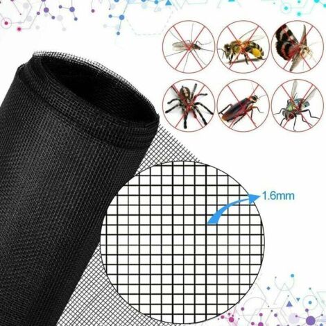 Moustiquaire Fenêtre 300x120cm Fibre de Verre Moustiquaire Rouleau Type Moustiquaire Maille Moustiquaire Moustiquaire Fenêtre DIY Moustiquaire pour Porte et Fenêtre (Noir)