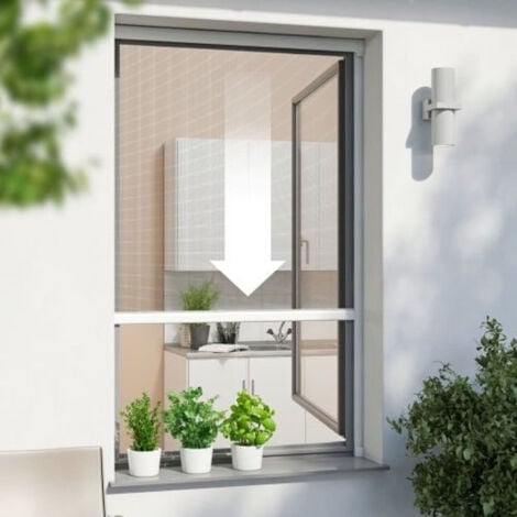 Moustiquaire fenetre enroulable sans perçage Blanc 100x170 cm