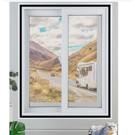Moustiquaire Fenêtre Magnétique, 130x110cm Auto-AdhéSif en Maille anti Moustique Fenetre, Automatiquementfermé, pour La Plupart des Fenêtres - Noir