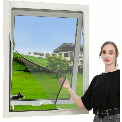 Moustiquaire Fenêtre Magnétique Découpable Anti-Insectes 150 x 175 cm - Rideau Moustiquaire Aimanté avec Cadre Ajustable - Lavable, Pas Besoin de Perçage, Ignifugé et Étanche - Cadre Blanc en Maille.