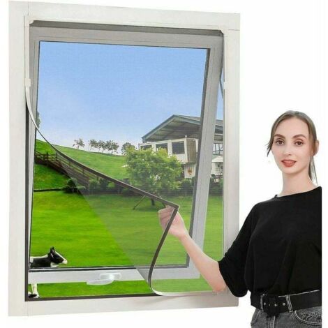 Moustiquaire Fenêtre Magnétique Découpable Anti-Insectes 150 x 175 cm - Rideau Moustiquaire Aimanté avec Cadre Ajustable - Lavable, Pas Besoin de Perçage, Ignifugé et Étanche - Cadre Blanc en Maille.