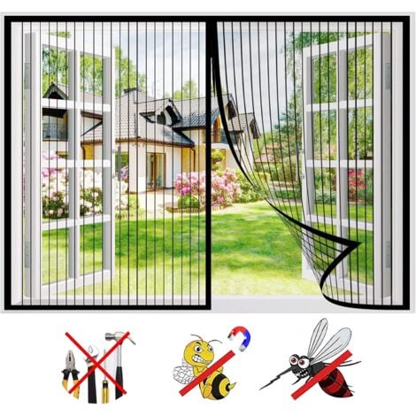Moustiquaire FenêTre MagnéTique, Fermeture Automatique Insectes Fenêtre D'écran Magnétique, Sans Perage Facile à Installer, pour Fenêtre Portes-Black 47x51inch(120x130cm)
