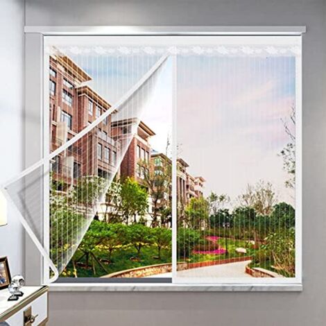 Porte Moustiquaire Magnétique Rideau Mailles - 120x200 Cm - Anti Moustique Mouche Fermeture Automatique Aimant Avec Bande Sratch Empêche De Passer Bestioles Pour Fenêtre - Balcon - Noir