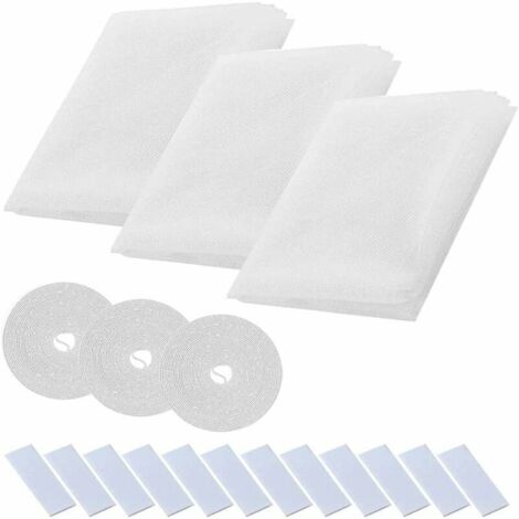 Moustiquaire Fenetre,Toile Moustiquaire 3 Pices Rouleau Insect Moustiques,Protecteur Filet Maille Rideau De Fentre cran Standard pour Fentre 150 X 200cm Blanc -