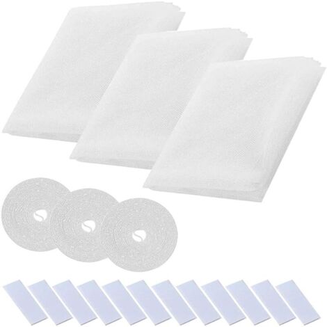 Moustiquaire Fenetre,Toile Moustiquaire 3 Pièces Rouleau Insect Moustiques,Protecteur Filet Maille Rideau De Fenêtre Écran Standard pour Fenêtre 150 X 200cm Blanc