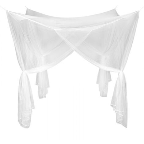 Moustiquaire, grand carré pour lits king-size, moustiquaire d'intérieur et d'extérieur pour lits simples et doubles - blanc (190 x 210 x 240 cm)