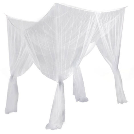 Moustiquaire Lit Double - 210 x 190 x 240 cm - Canopée Carrée à 4 Poteaux - Pour Lit Simple à Lit King - Polyester Respirant